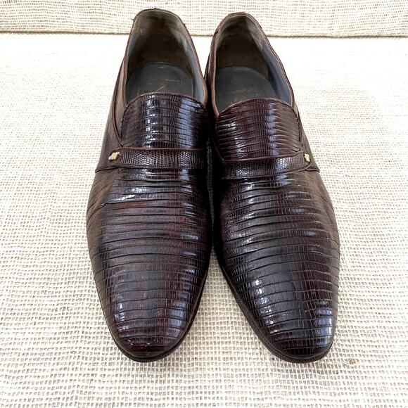 John Weitz Genuine Lizard Dress Loafers, Slip on, Pointed toe, Men's 9 - Picture 3 of 12